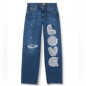Love Moschino Blue Jeans with White Graphic100% cotton